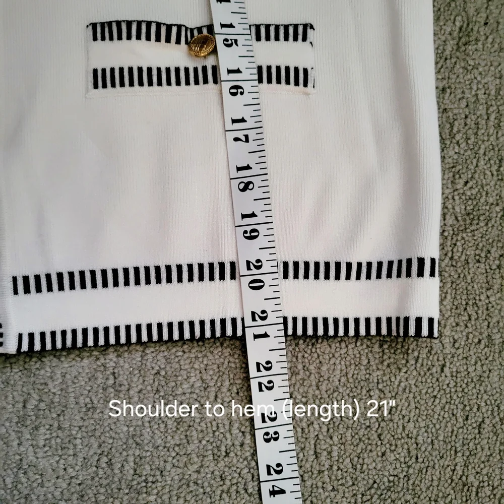 Adrianna Papell Womens White Blazer with Black Stripes Size US M - Picture 7 of 8